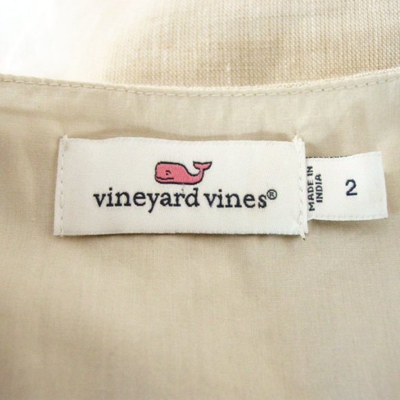 VINEYARD VINES $248 Linen Beaded MOP Button Cap Sleeve Sheath Mini Dress 2 - Picture 11 of 11